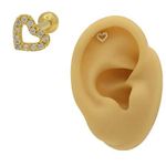 Piercing Coração Zircônia Ouro 18k