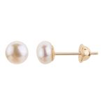 Brinco Pérola botão 6mm ouro 18k