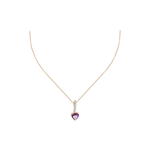 Colar Ametista Lapidação Coração com Safiras Brancas Ouro 18k | Joia Delicada e Sofisticada