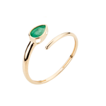 Anel Gota Esmeralda Ouro 18k