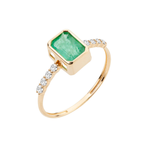 Anel Baguete Esmeralda Ouro 18k
