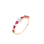 Anel Gota Rubi e Diamante Ouro 18k