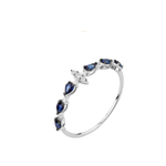 Anel Gota Safira e Diamante Ouro 18k