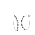 Brinco Argola Gota Safira e Diamante Ouro 18k