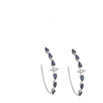 Brinco Argola Gota Safira e Diamante Ouro 18k