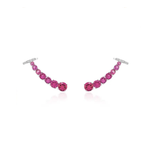 Brinco Earcuff Prata Safira Pink Zircônia