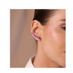 Brinco Earcuff Prata Safira Pink Zircônia