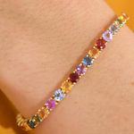 Pulseira Riviera Safira Colorida Ouro 18k