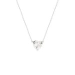 Colar  Elo Portugês Coração Prata com Ródio Moissanite