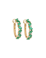 Brinco Baguete Esmeralda e Diamante Ouro 18k
