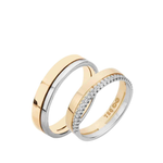 Aliança Coleção Pétalas Ouro Branco e Amarelo 18k