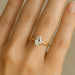 Anel Solitário Aurora Oval Ouro 18k | Coleção Aurora