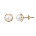 Brinco Rococo de Pérola Ouro 18k 5mm
