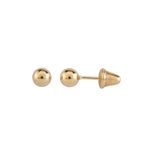 Brinco de Bolinha Ouro 18K Infantil com Tarraxa Baby 4mm