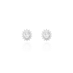 Brinco Oval Prata com Ródio -Zircônia 6mm
