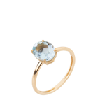 Anel Oval Água Marinha Ouro 18k