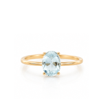 Anel Oval Água Marinha Ouro 18k