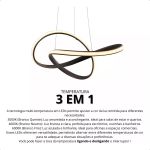 Lustre Pendente Moderno 45W Luz 3 em 1 Nitrolux Café