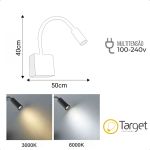 Arandela Leitura Cabeceira de Cama Articulável 3W Bivolt Kian