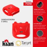Sanduicheira Grill Elétrica Kian 750W