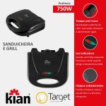 Sanduicheira Grill Elétrica Kian 750W