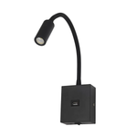 Arandela LED com USB Aine 3W 3000K Preto - Nordecor 2466