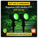 Kit 2 Espetos LED Jardim Fit Kian 5W Verde Bivolt | Iluminação Decorativa Externa | Ligação Elétrica (Não é Solar)