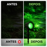 Kit 4 Espetos LED Jardim Fit Kian 5W Verde Bivolt | Iluminação Decorativa Externa | Ligação Elétrica (Não é Solar)
