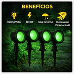 Kit 4 Espetos LED Jardim Fit Kian 5W Verde Bivolt | Iluminação Decorativa Externa | Ligação Elétrica (Não é Solar)