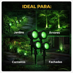 Kit 4 Espetos LED Jardim Fit Kian 5W Verde Bivolt | Iluminação Decorativa Externa | Ligação Elétrica (Não é Solar)