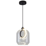 Pendente LED Ruzo 7W 3000K Bivolt Vidro Cristal e Preto - Nordecor 2792