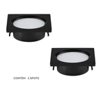 Kit com 2 Spot de Embutir LED Alua Quadrado 2W 3000K Bivolt Preto - Nordecor 6638