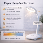 Luminária De Mesa Led Ring Light 5w Touch Dimerizável Usb - Empalux IM05317