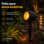 Espeto para Jardim Led Fit 5w Bivolt Preto Luz Âmbar