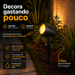 Espeto para Jardim Led Fit 5w Bivolt Preto Luz Âmbar