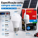 Lâmpada Led 24V E27 8W 6500K Luz Branca G-Light