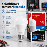 Lâmpada Led 24V E27 8W 6500K Luz Branca G-Light