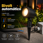 Espeto Para Jardim Led Fit 5w Bivolt Preto Luz Branco Quente