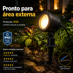 Espeto Para Jardim Led Fit 5w Bivolt Preto Luz Branco Quente
