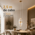 Pendente Led Miza Oli 12W 2700K Bivolt Ouro - Nordecor 2955