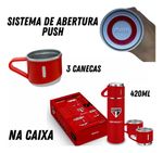 Garrafa Brasfoot Com 3 Canecas São Paulo 420 Ml Cod. 16632