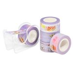 Kit Mini Dispenser + 5 Fita Adesiva Washi Tape BRW -  Colorida Tom Pastel