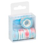 Kit Mini Dispenser + 5 Fita Adesiva Washi Tape BRW -  Colorida Tom Pastel