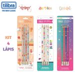 Kit 4 Lápis com Borracha Tilibra - Be Nice, Gypsy, Doodle