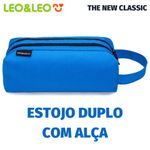 Estojo Duplo Retangular com Alça Leo&Leo Carbon - Preto, Rosa e Azul