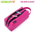 Estojo Duplo Retangular com Alça Leo&Leo Carbon - Preto, Rosa e Azul