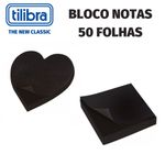 Bloco de Notas Adesivas Tilibra Preto 50 Folhas - 76mmx76mm - Quadrado ou Coração