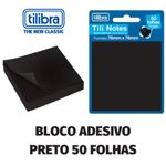 Bloco de Notas Adesivas Tilibra Preto 50 Folhas - 76mmx76mm - Quadrado ou Coração