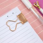 Binder Clip Fofo BRW Formatos Rose Gold - Tom Pastel - Rainbow - Gato, Coração, Unicórnio, Urso, Nuvem, Estrela, Flaming