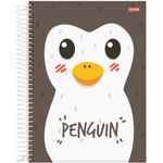 Caderno Capa Dura 10 Matérias Animais Fofos Jandaia 160 Folhas - Pinguim Raposa Urso Cachorro